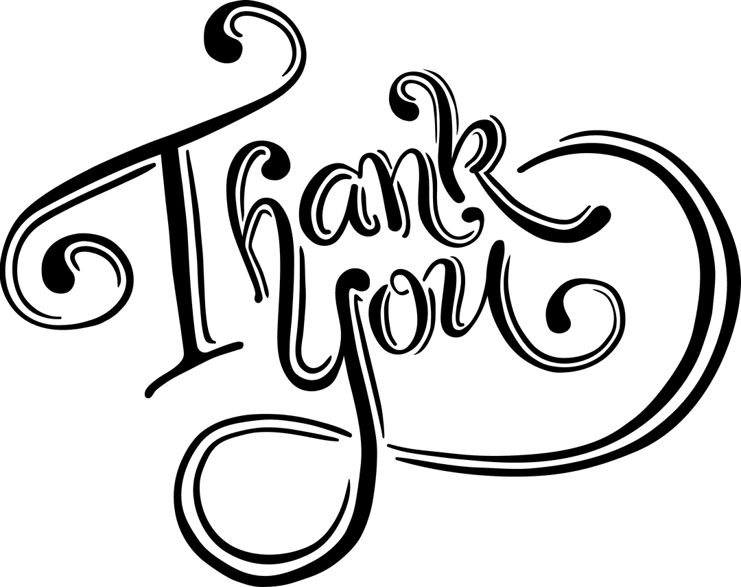 Thank You Text Illustration on Transparent Background