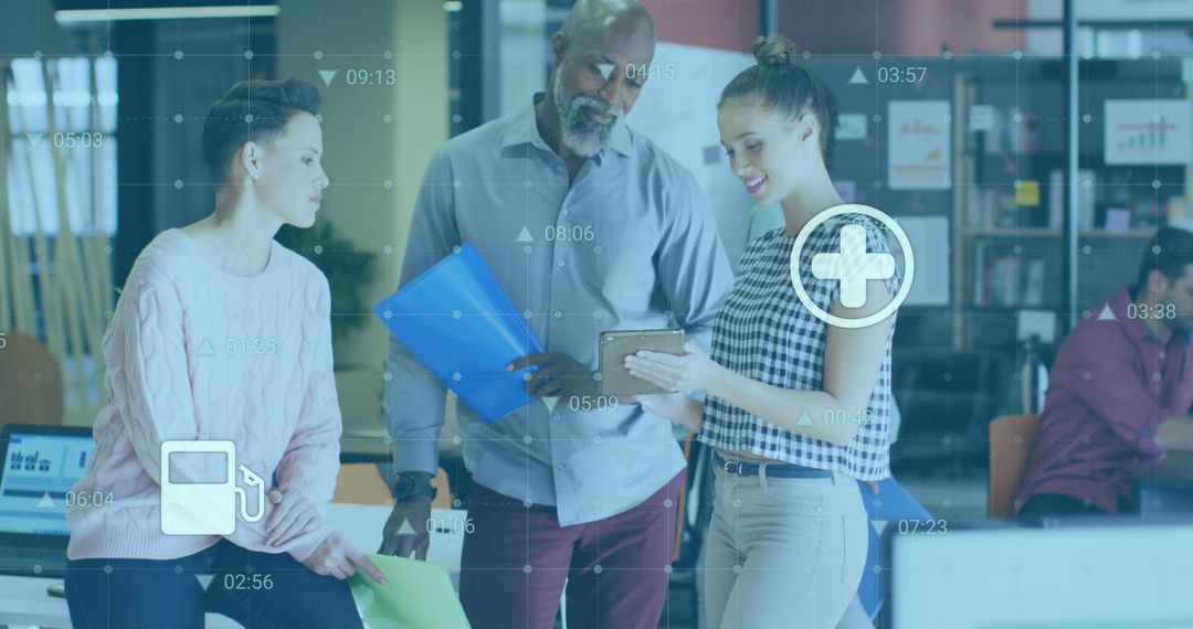 Diverse Coworkers Analyzing Digital Tablet for Business Solutions