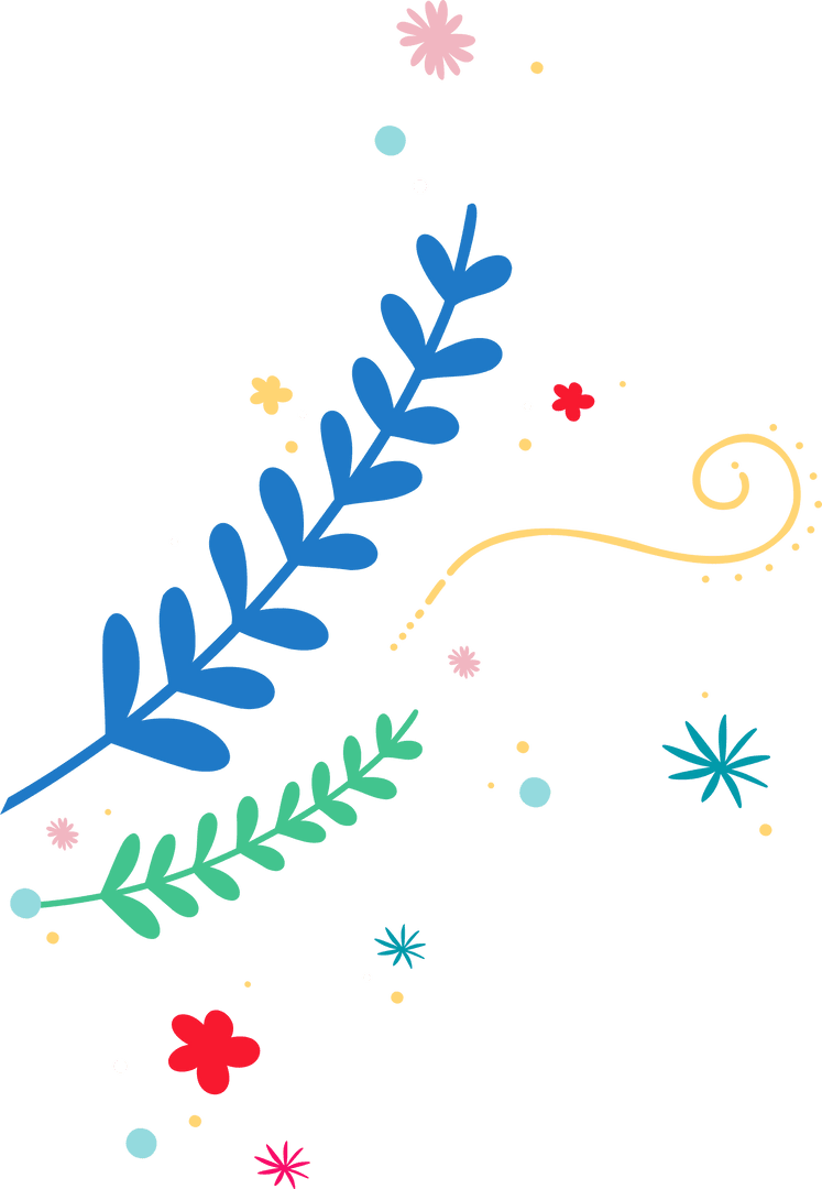 Botanical Motifs with Dots in Transparent Vector Design