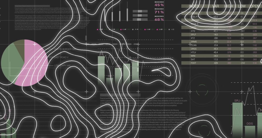 Abstract Line Map Over Statistics Displaying Digital Network Connections