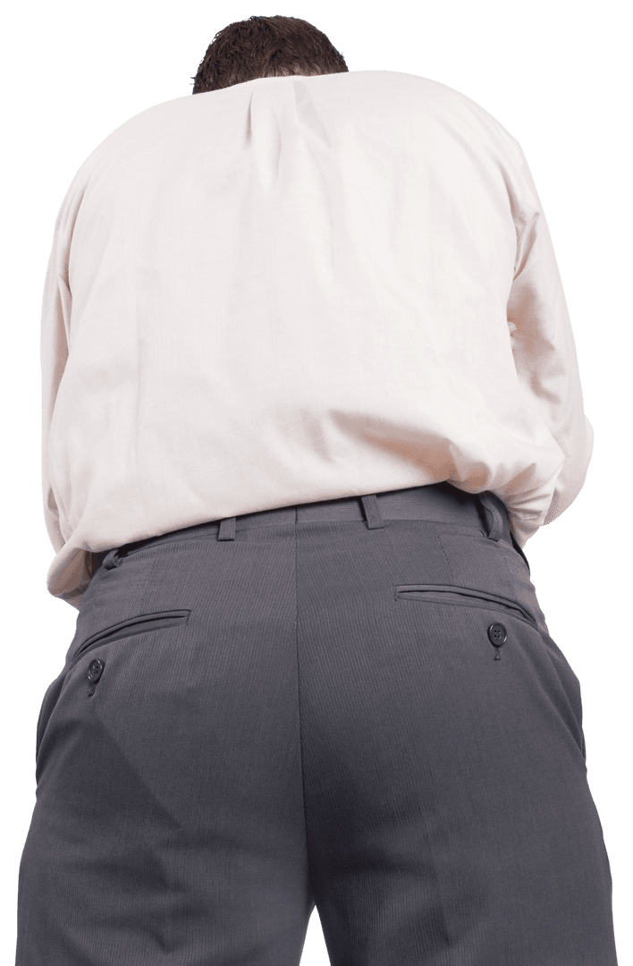 Caucasian Businessman in Contemplation Pose on Transparent Background