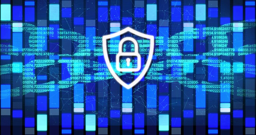 Cybersecurity Concept with Padlock Over Data Barcodes