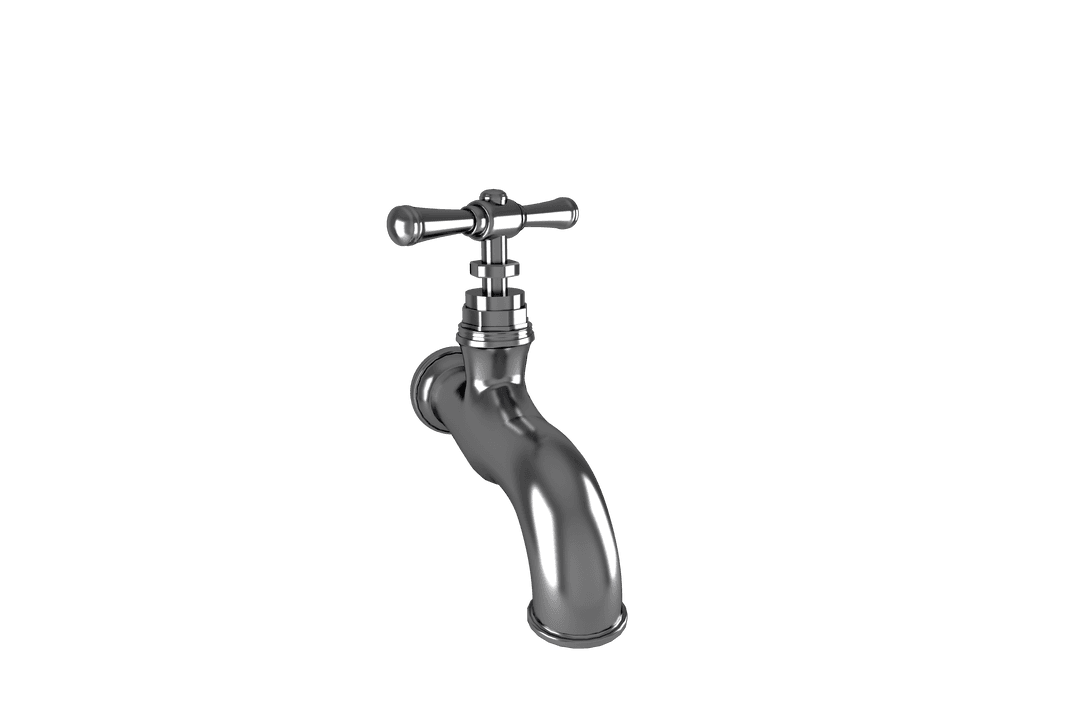 Transparent Old-fashioned Metal Faucet Isolated Design Element