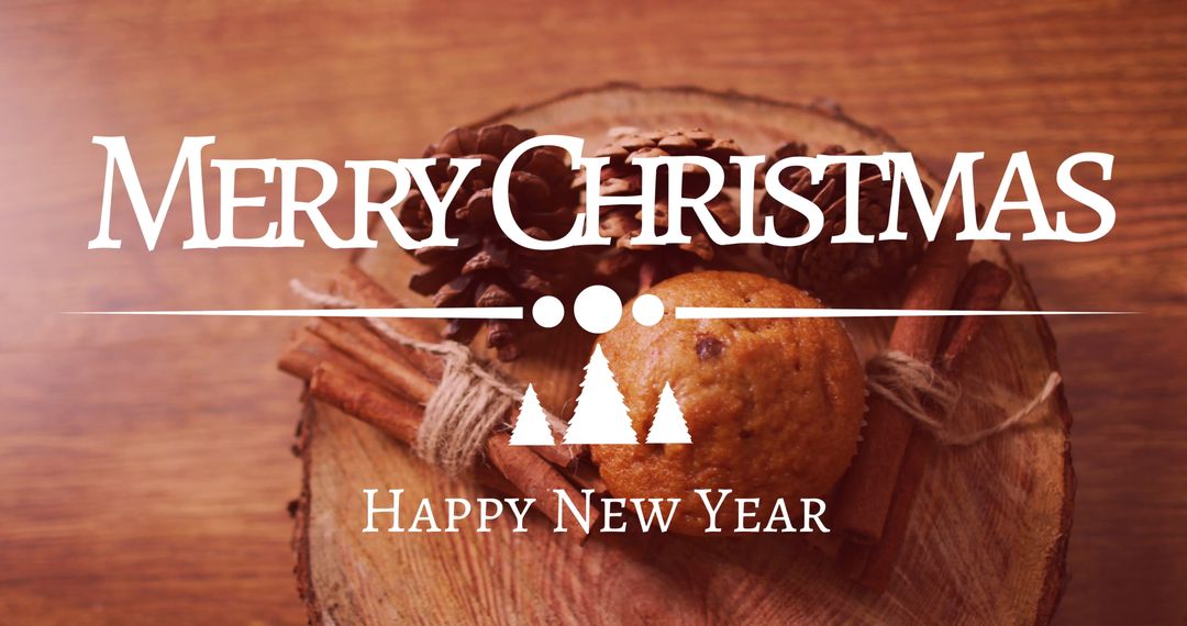 Festive Greeting with Pinecones and Cinnamon for Christmas and New Year