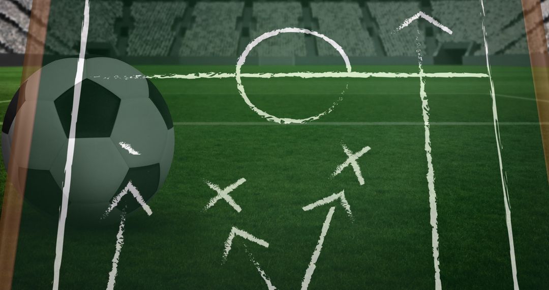 Soccer Strategy Chalkboard Overlay on Stadium and Grass