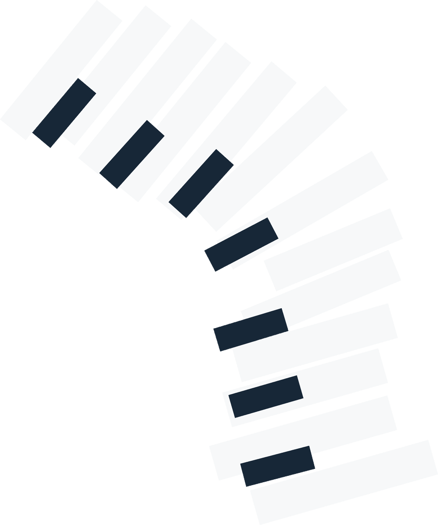 Spiral Piano Keys Curved on Transparent Background