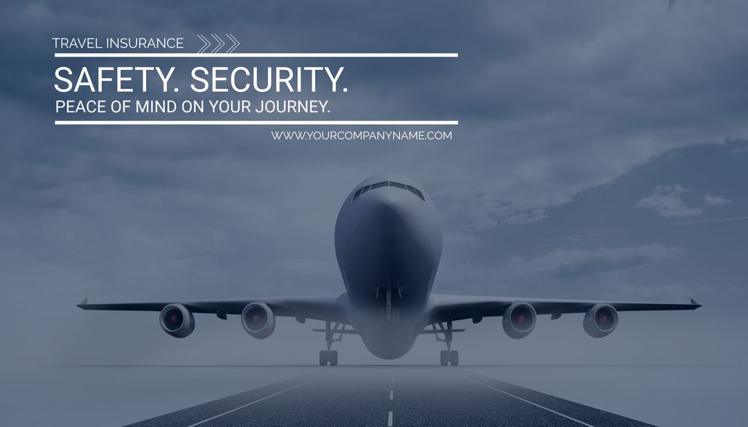 Airplane Takeoff Symbolizing Safe Travel with Insurance Message