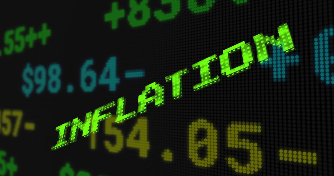 Digital Display Showing Inflation Amidst Financial Data