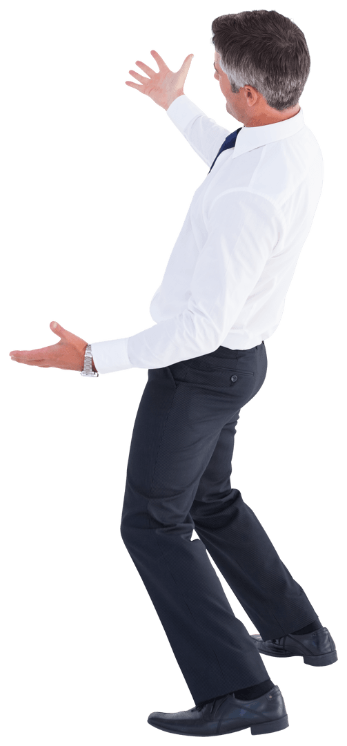 Transparent Businessman Gesturing Holding Invisible Object