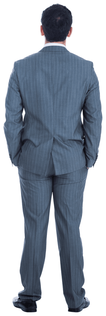 Back of Biracial Businessman on Transparent Background for Virtual Interface Use