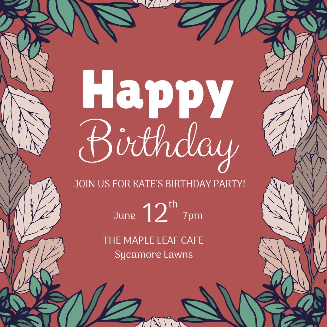 Garden Theme Birthday Invitation with Vibrant Foliage