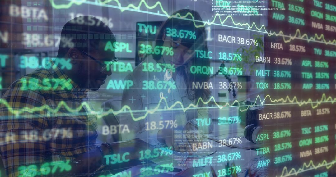 Business Team Analyzing Stock Market Data Charts in Modern Setting
