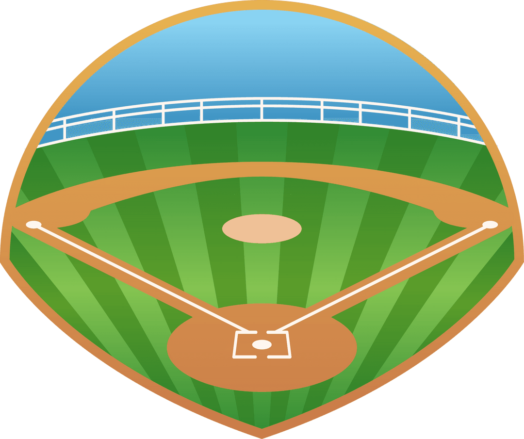 Stylized Baseball Field Emblem on Transparent Background