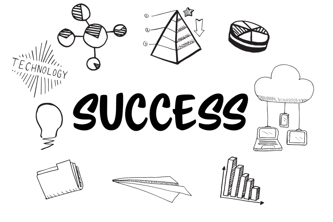 Transparent Business and Ideas Icons with Success Text