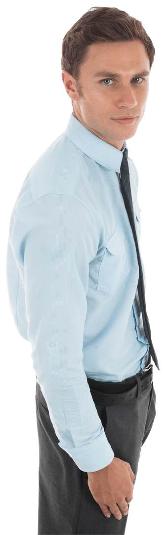 Transparent Serious Businessman Portrait Standing with Confidence