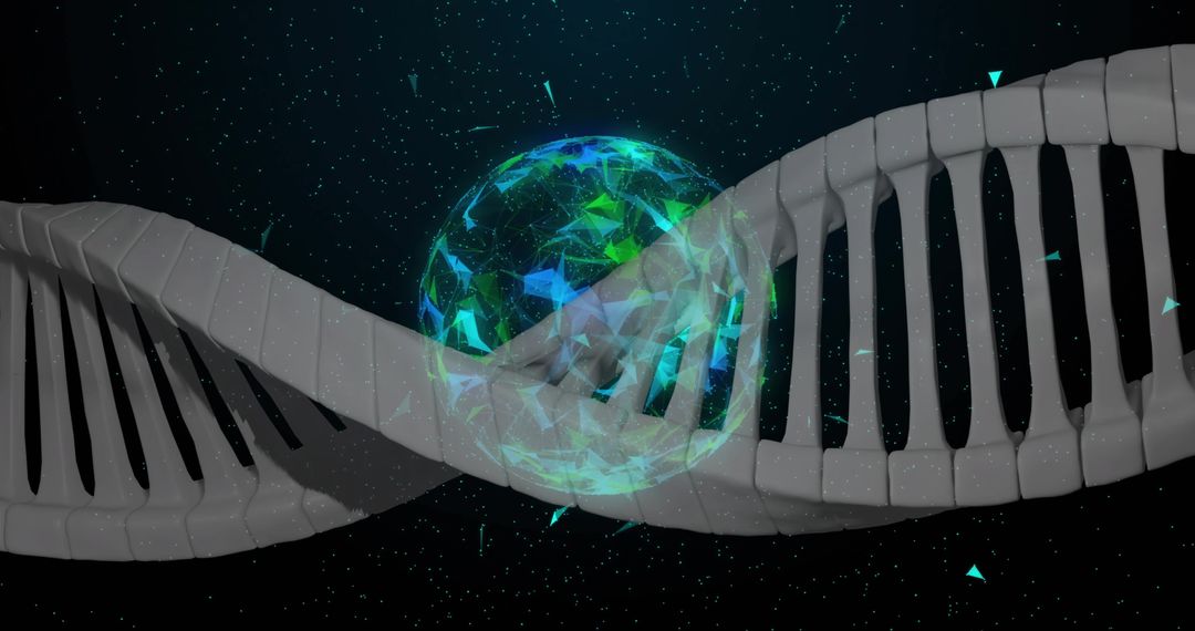 DNA Helix and Molecular Structure in Starry Background