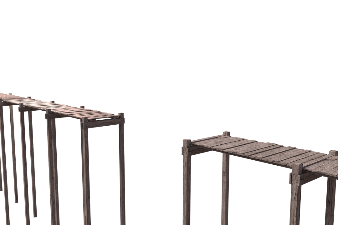 Broken Wooden Bridge on Transparent Background Illustration