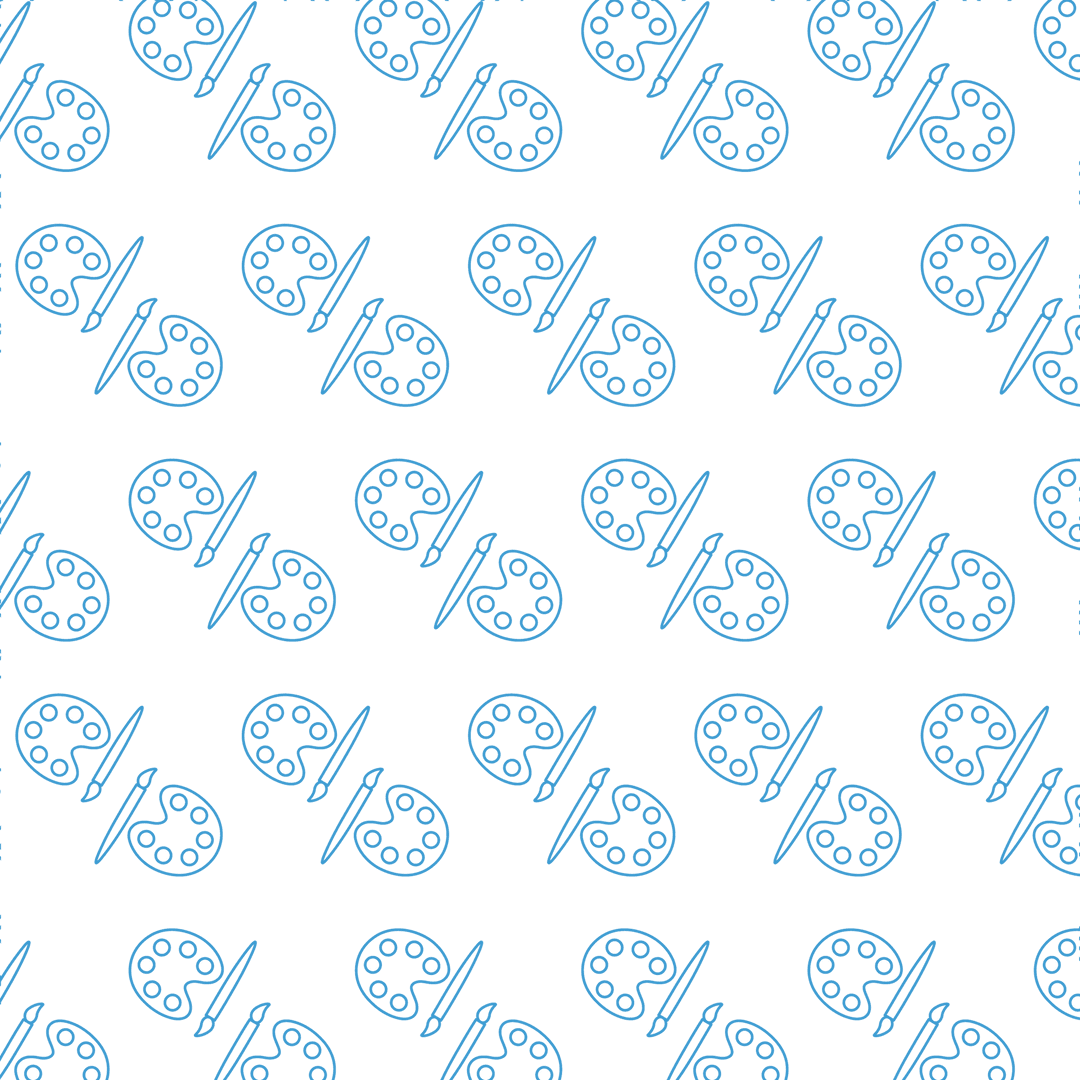 Seamless Blue Pattern with Symbols on Transparent Background
