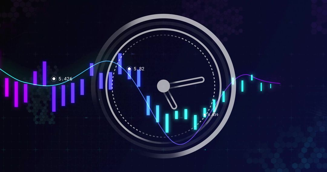 Futuristic Analog Clock and Digital Data Charting Integration