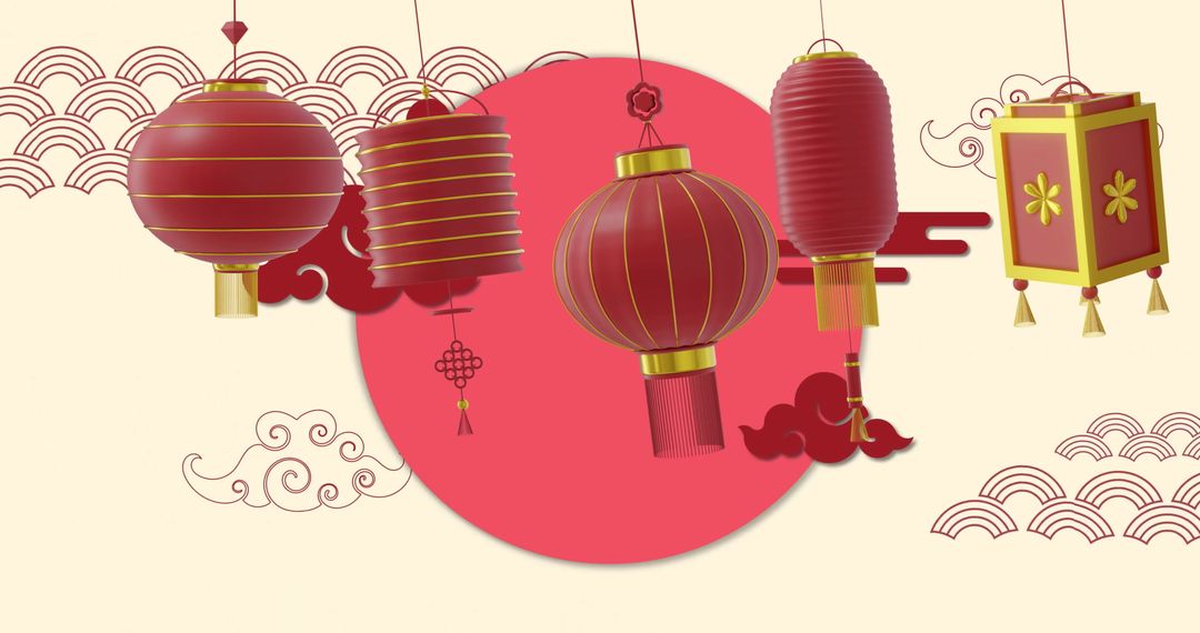 Traditional Chinese Lanterns with Red and Yellow Color Theme, Abstract Background - Free Images, Stock Photos and Pictures on Pikwizard.com