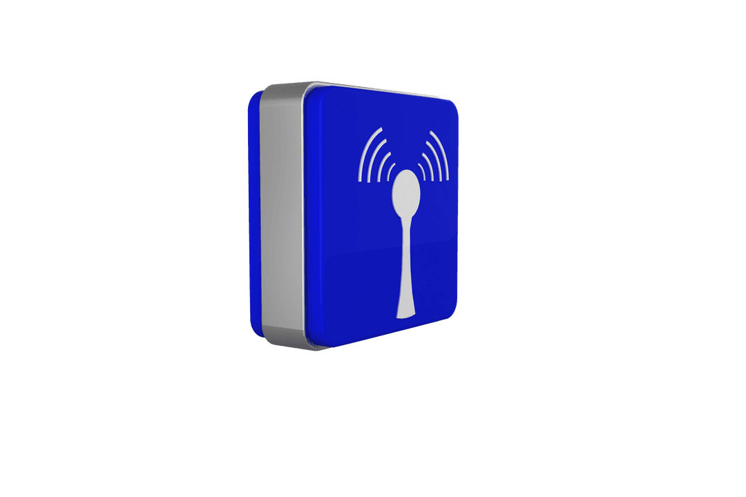 Blue Block with WiFi Icon on Transparent Background