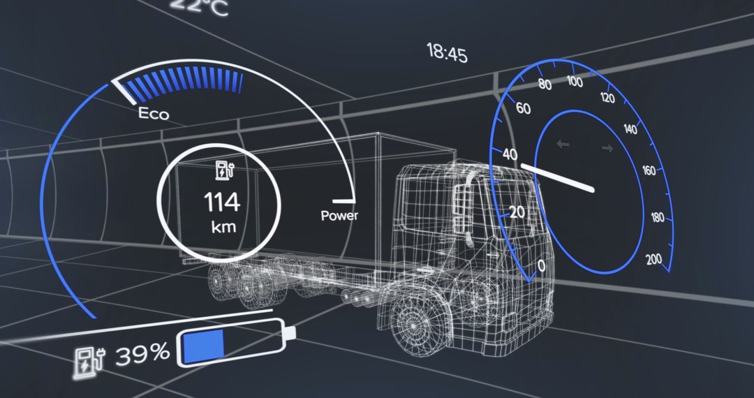 Digital Interface Overlay on Electric Truck Concept