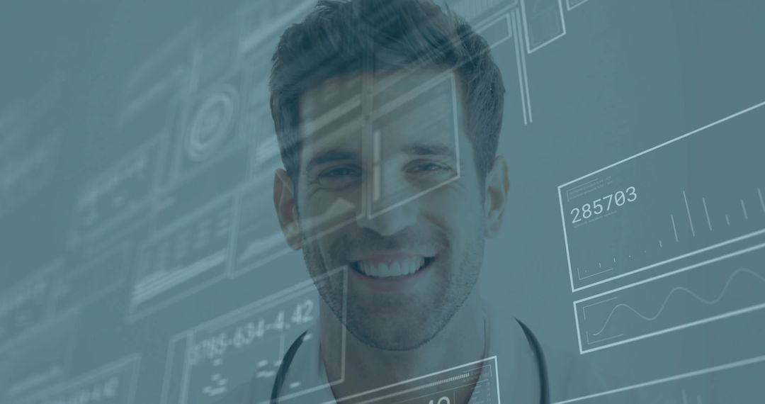 Doctor Engaging with Telehealth Interface in Professional Setting