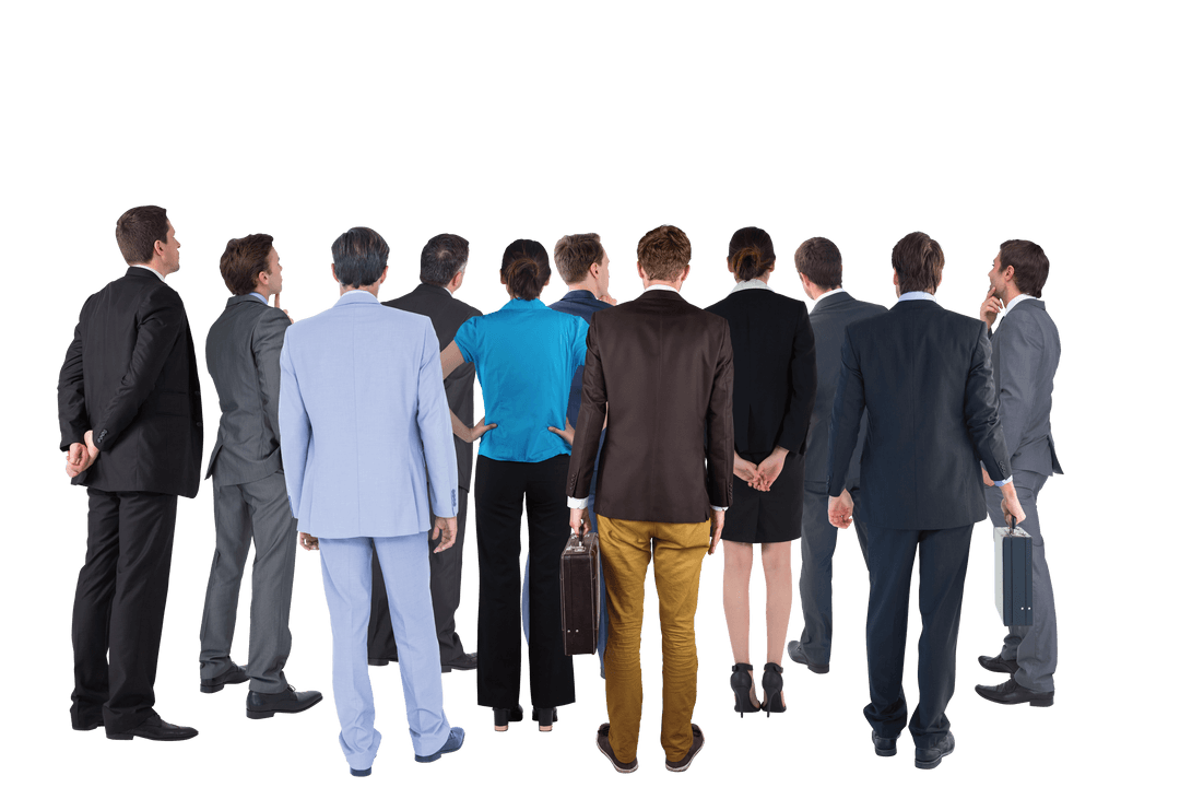 Transparent Business Team Standing with Backs Turned