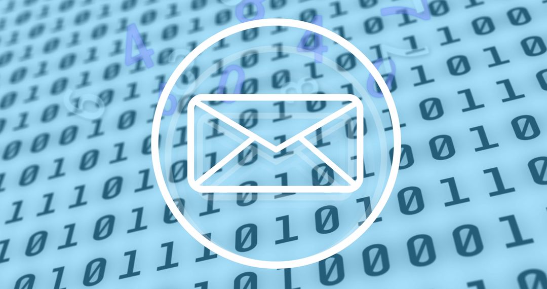Digital Email Symbol Over Binary Code Background