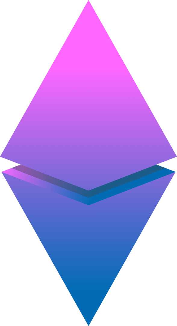 Gradient diamond floating on transparent background in abstract art