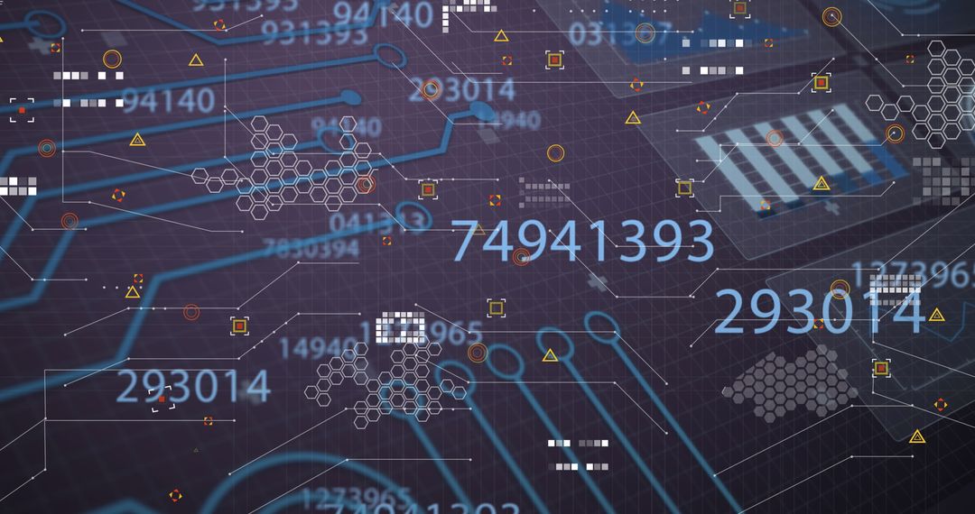 Futuristic Digital Circuit Grid with Abstract Data Overlay