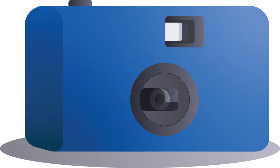Blue Abstract Camera Illustration on Transparent Background