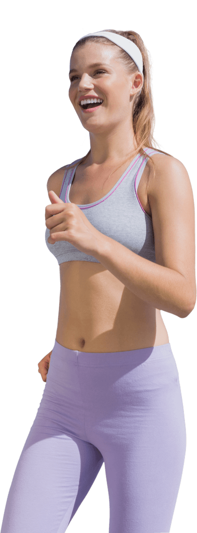 Caucasian Sportswoman Jogging Isolated on Transparent Background