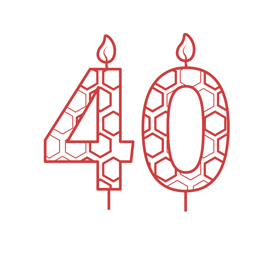 Transparent Outline Illustration of 40th Birthday Candle
