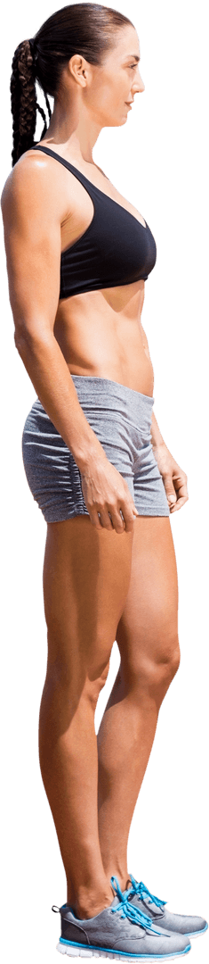 Profile of Fit Caucasian Woman on Transparent Background Isolated