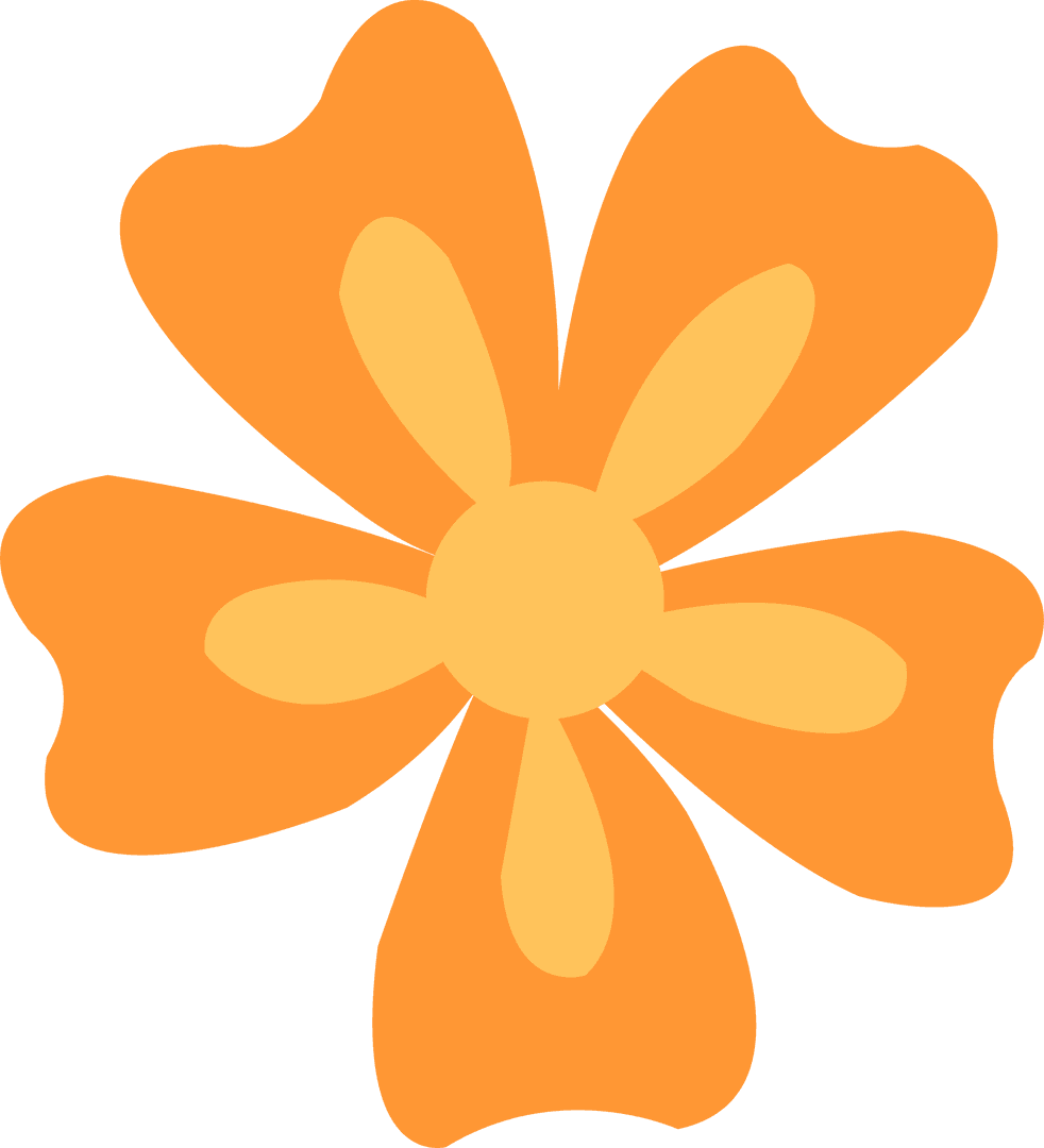 Vibrant Stylized Orange Flower with Transparent Background