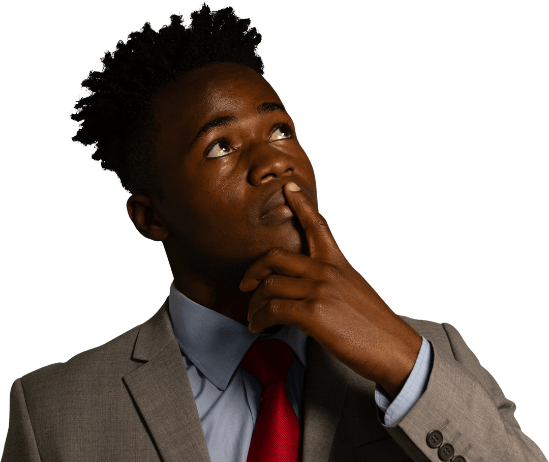 Pensive Businessman Thinking Transparently Isolated