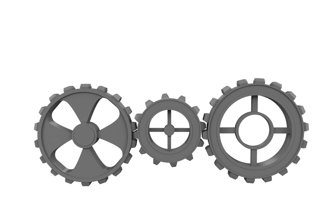 Gray Gear Set Vector on Transparent Background for Industrial Use