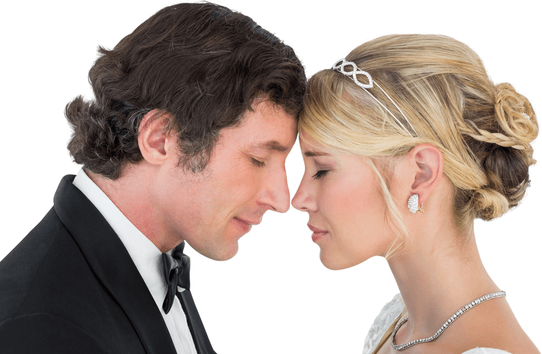 Tender Newlywed Couple Featuring Transparent Background