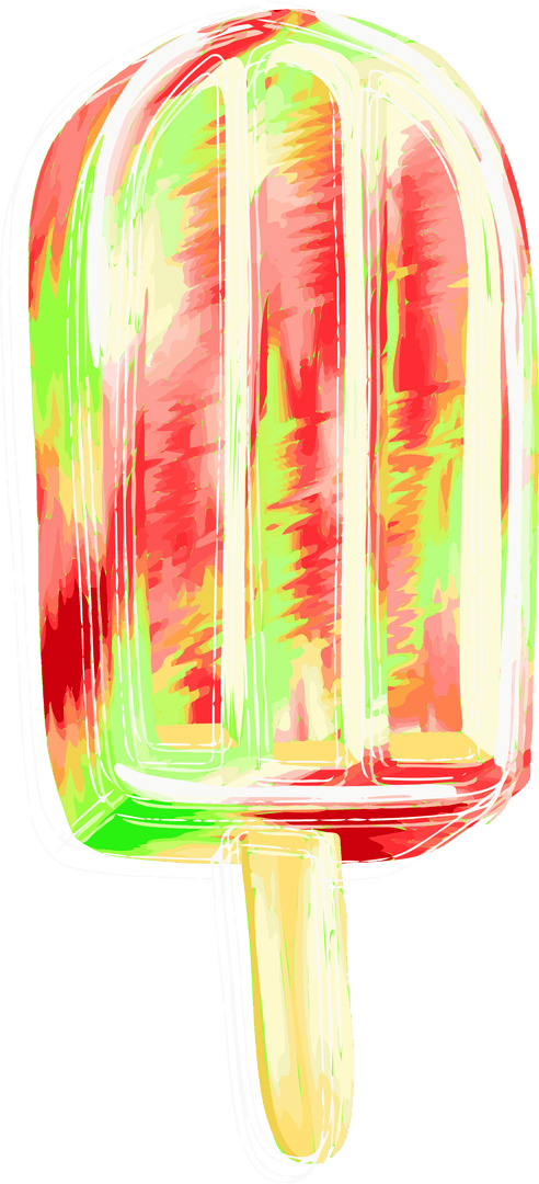 Bright Painterly Popsicle with Transparent Background