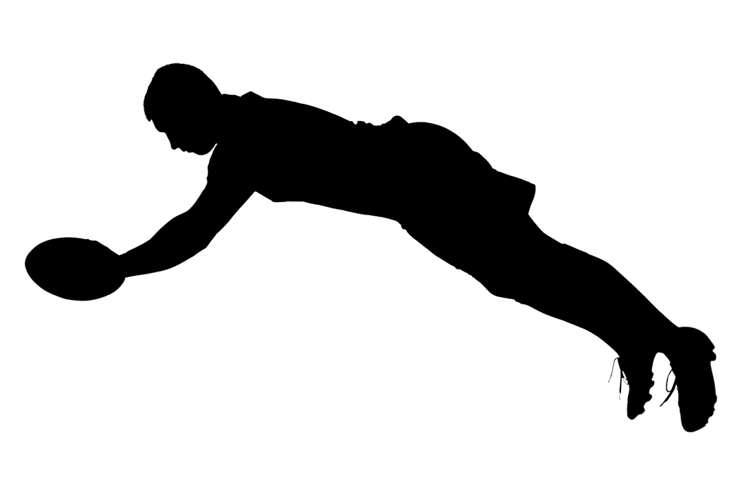 Muscular Rugby Player Silhouette on Transparent Background