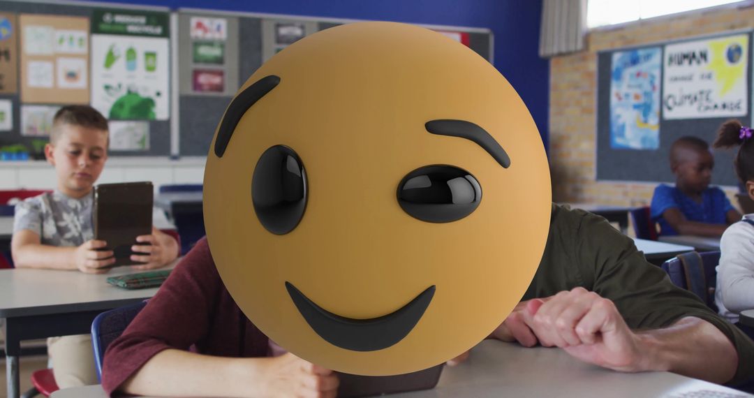 Teacher Guiding Students with Tablets in Modern Classroom