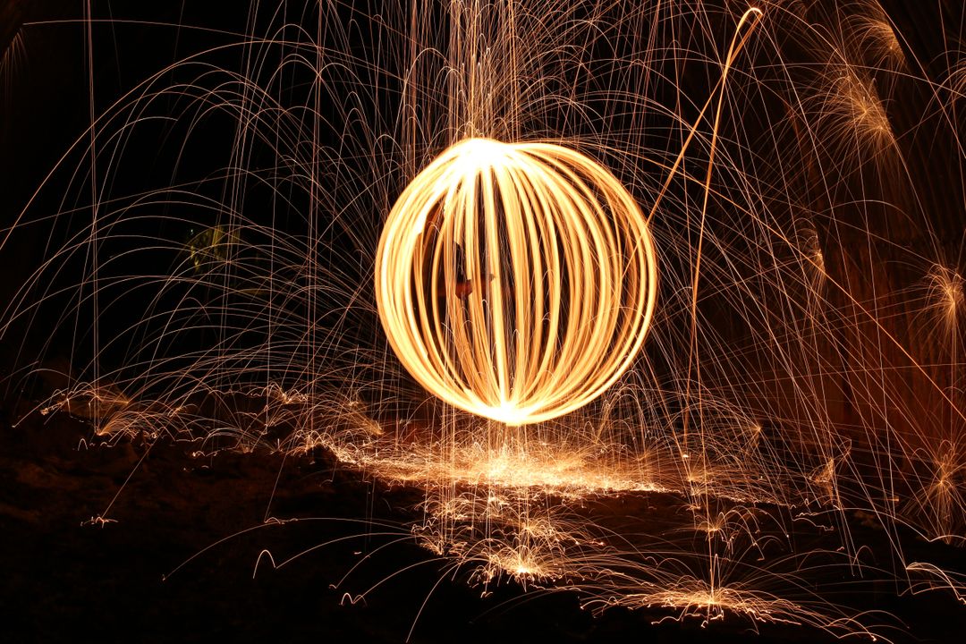 Sparks Flying in Circular Motion at Night - Free Images, Stock Photos and Pictures on Pikwizard.com