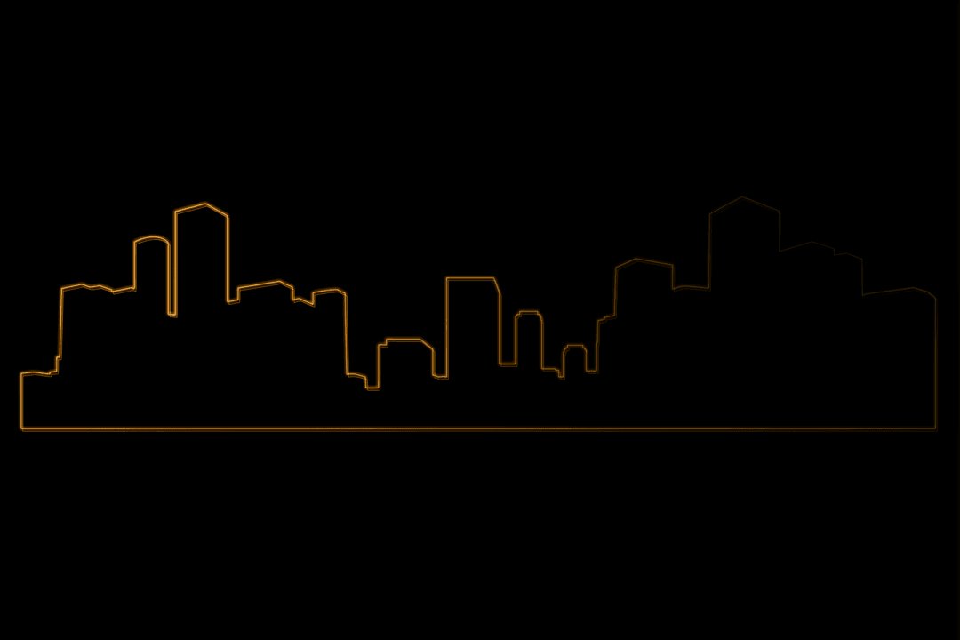Minimalistic Orange Cityscape Skyline on Transparent Background