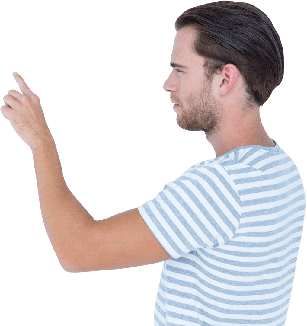 Transparent Side View of Man Pointing Actively