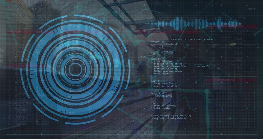 Futuristic Digital Interface with Virtual Scanning Grid