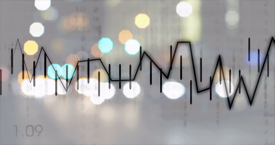 Financial Data Visualization Over Blurred City Lights