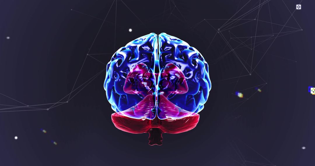 Futuristic Digital Brain Hologram with Abstract Background