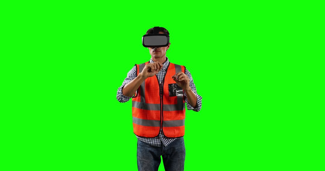 Engineer Using Virtual Reality on Green Screen Background - Free Images, Stock Photos and Pictures on Pikwizard.com