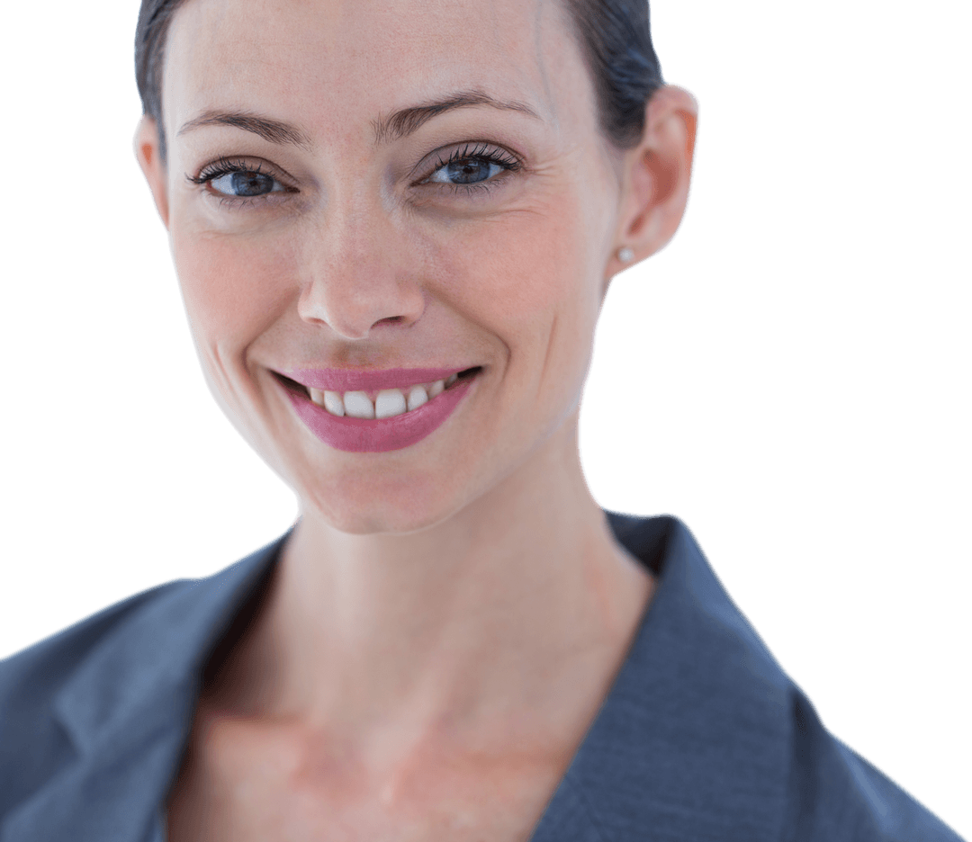 Transparent Portrait of Smiling Businesswoman with Neutral Expression